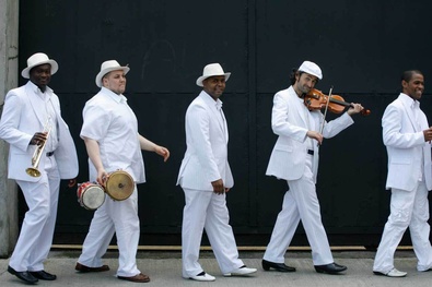 band playing instruments at Northside Music Festival